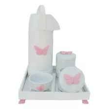 Kit Higiene Bandeja Porcelana Bebê Térmica K012 Borboleta