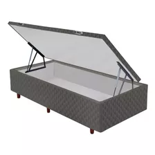 Base Box Baú Para Cama Solteiro 88x44cm Suede Cristalflex Cor Chumbo