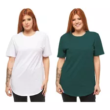 Combo 02 Camisetas Feminina Oversized Longline Swag C1