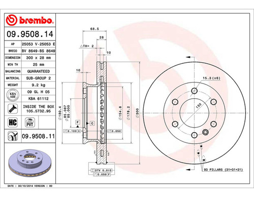 Par Discos Brembo Mercedes-benz Sprinter 515 Cdi 2008 Del Foto 2