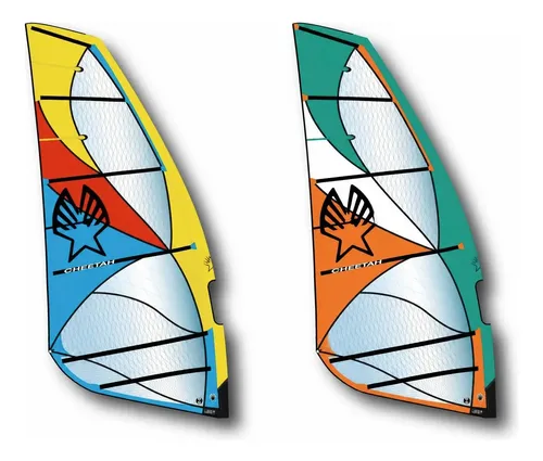 Vela Windsurf Ezzy Cheetah 7.0 Freeride  Sin Cambers Sail Azul + Rojo / Naranja + Verde