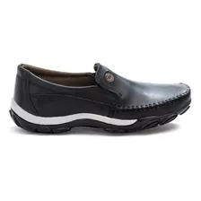 Mocassim Slip Sapatilha Casual Masculino Couro Preto Couro