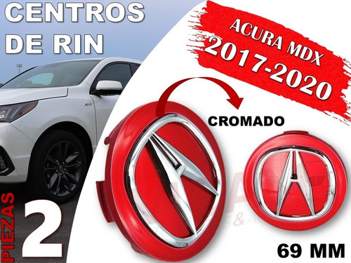 Par De Centros De Rin Acura Mdx 2017-2020 69 Mm (rojo) Foto 2