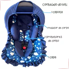 Kit Bebê Conforto Nuvem Azul Capa Redutor Corpo Capota 5 Pçs