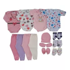 Kit Roupa De Bebe Maternidade 14 Pçs Enxoval Body E Mijão