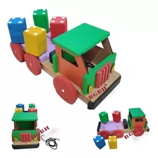 Brinquedo Pedagógico Madeira Caminhão Gira Gira Toco Premium