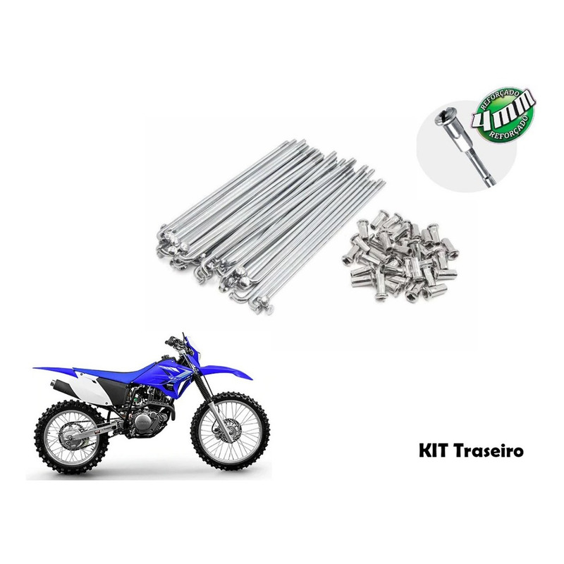 Jogo de Raios Aço Inox Polido 4mm Bace Dianteiro Xtz 125 X Motard