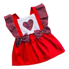 Jardineira Infantil Bebê Menina Festa Junina Vestido Xadrez