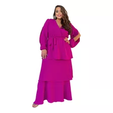 Vestido Longo Plus Size Moderno E Delicado Linha Luxo