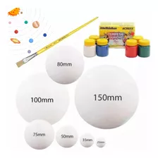 Kit Escolar Maquete Sistema Solar 10 Bolinha + Tinta+ Pincel