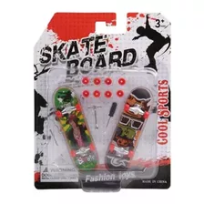 Kit 2 Mini Skate Dedo Fingerboard Kit C/chavinhas + Rodinhas