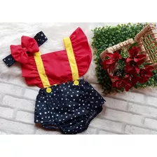 Jardineira Body Romper Bebê Maravilha 6 A 18 Meses