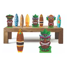 Havaí Tiki Totem Kit 8 De Mesa + 2 Totens De Chão