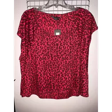 Remera Mujer Animal Print Roja Talle M Armani Exchange