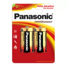 04 Pilhas C Média Lr14 Alcalina Panasonic 2 Cartelas