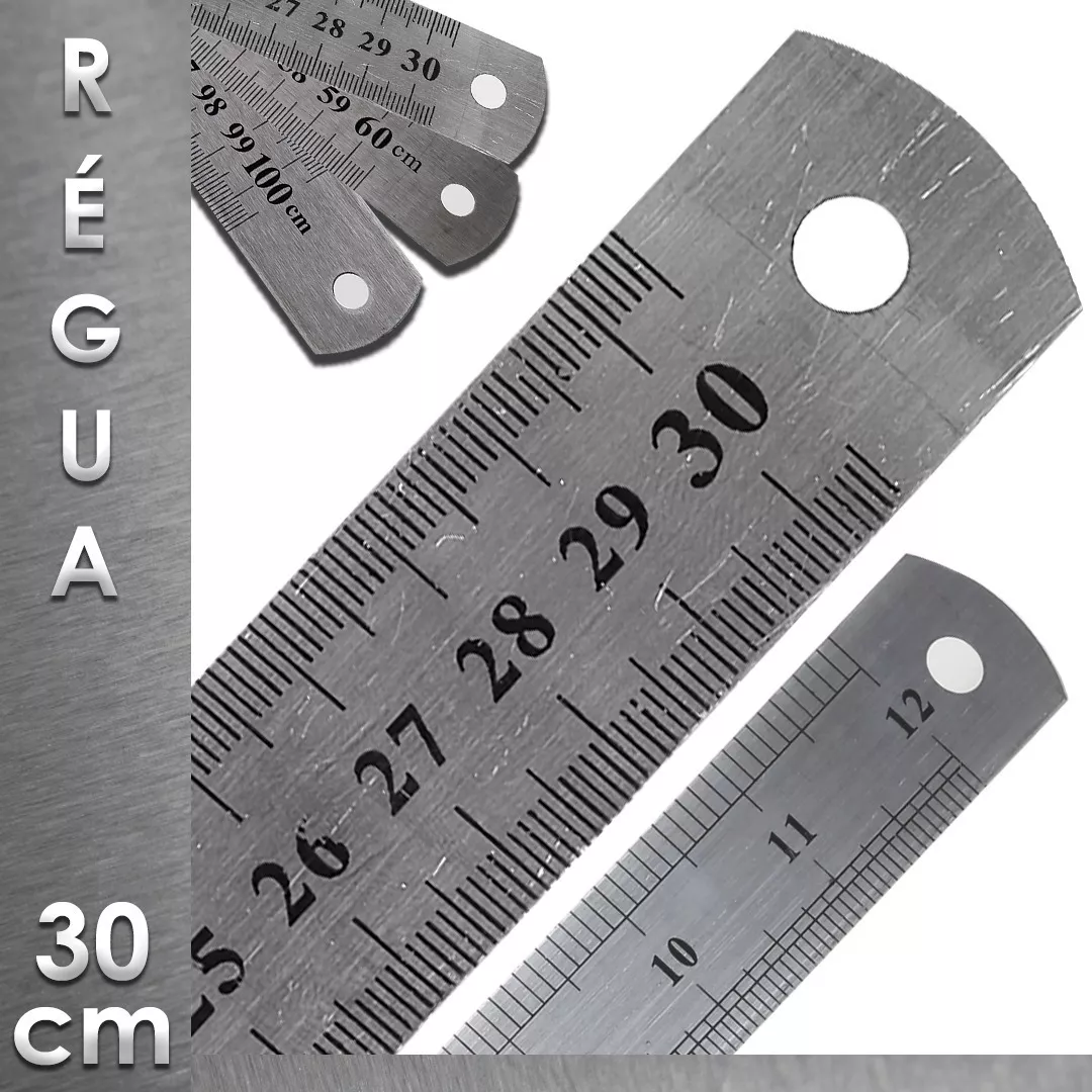 Régua De Metal - Aço Inox - 30 Cm - Para Artesanato - Nybc 
