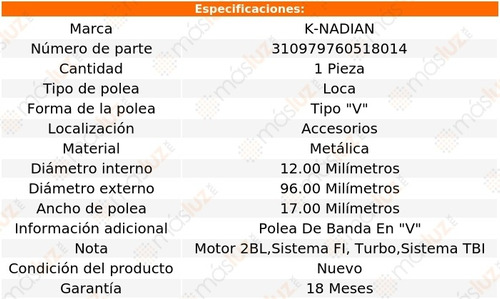 Polea Tipo  V  Metalica 600 L4 2.2l 83-88 Foto 3