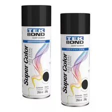 2 Tinta Spray Preto Fosco 350ml Uso Geral Tek Bond 