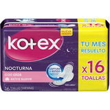 Toallitas Femeninas Kotex Nocturna Con Alas 16Â u