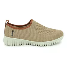 Tênis Slip On Feminino Usaflex Tricot Baixo Sola Conforto