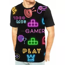 Kit 6 Camisetas Gamer Neon Videogame Jogos Online Retro 