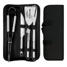 Kit Churrasco Profissional De Inox 4 Peças Com Bolça