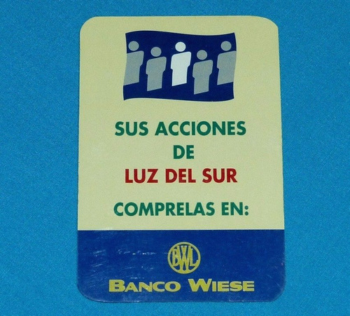 Antiguo Calendario De Bolsillo Luz Del Sur Banco Wiese 1997