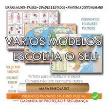 Mapa Mundi Brasil Corpo Enrolado 120 X 90 Cm- Escolha Mapa