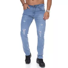 Calça Masculina Jeans Com Rasgos Delave Perfeita Top