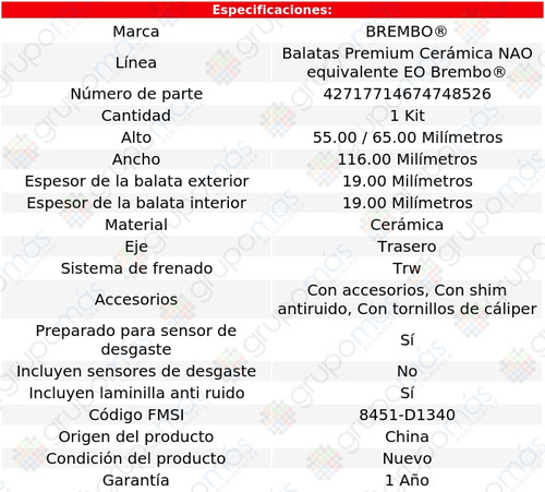 Balatas Traseras Cermicas Brembo Maybach S550 2017 Foto 3