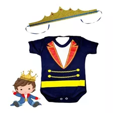 Body De Bebê Pequeno Principe De Mesversario + Coroa