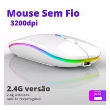 Mouse Sem Fio Recarregavel Rgb 2.4gh Wireless Ergonomico Led Cor Branco