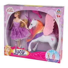 Boneca Lucy Princesa Fashion Com Unicórnio 6905 Braskit