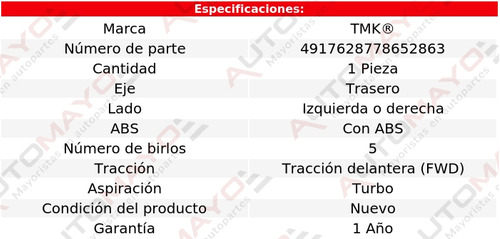 1 - Maza Tras Izq/der Con Abs Tmk Sonata L4 2.0l 16-18 Foto 2