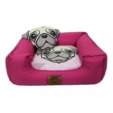 Cama Pet Para Cachorro Pug Com Zíper Lavável 60x60 Rosa/pink