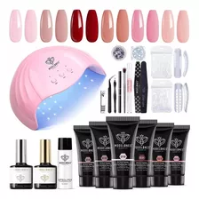 Kit De Iniciación Uñas De Gel Modelones Poligel Lampara Led