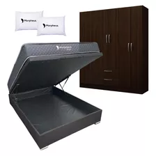 Juego De Dormitorio Ropero 6 Puertas + Sommier Baul 2 Plazas