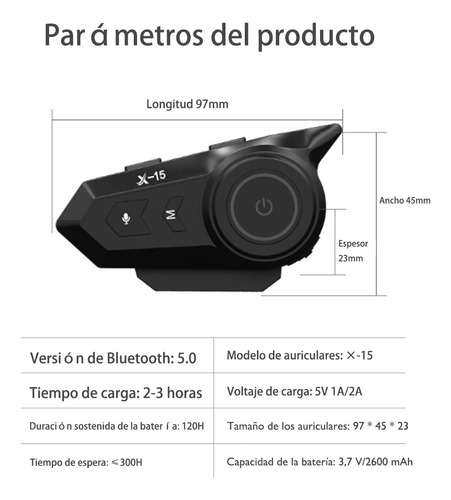 Audfonos Para Casco De Motos Bluetooth5.2 Impermeables Ipx7 Foto 9