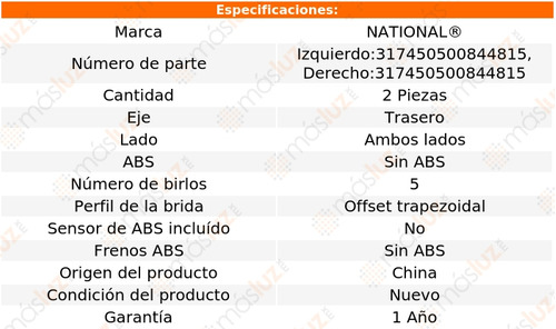 2- Mazas Traseras Sin Abs Saturn Lw200 2001/2003 National Foto 5