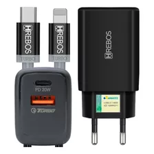 Carregador P/ iPhone Turbo 40w Usb C Cabo Tipo C Lightning Cor Preto