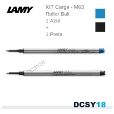 Kit 2 Pçs Carga Roller Ball Lamy M63 - Preta + Azul M Média