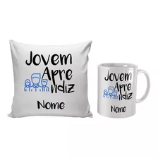 Kit Almofada Caneca Jovem Aprendiz Presente Com Nome