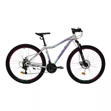 Mountain Bike Femenina Slp 25 Pro Lady R29 21v Color Blanco/negro/lila Con Pie De Apoyo 