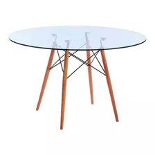 Mesa Comedor Eames Redonda Vidrio Templado 80cm Color De La Tapa Transparente