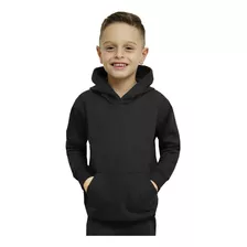 Blusa De Frio Infantil Moletom Liso Canguru C/ Capuz E Bolso