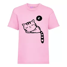 Polera Gato Durmiendo Cat Kawaii Mujer Grafimax