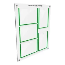 Quadro De Aviso E Gestão Mdf C/ 5 Displays A4 Acrilico 3h2v