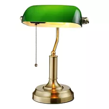 Lámpara De Escritorio De Banqueros De Vidrio Verde De Torchs