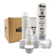 Caja Envase De Papel Biocup 1000 Juegos 6 Oz (con Tapa)