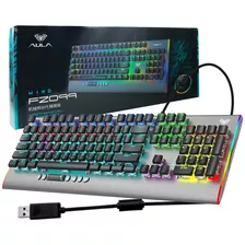 Teclado Gamer Mecánico Controles Alámbrico Aula F2099 Usb Pc Color Del Teclado Gris Oscuro Idioma Inglés